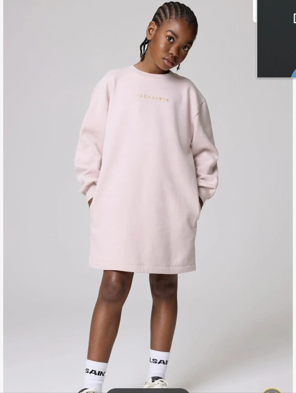 smALLSAINTS Girls' Pink Long Sleeve Nylon Sweatshirt Dress 9-10 years